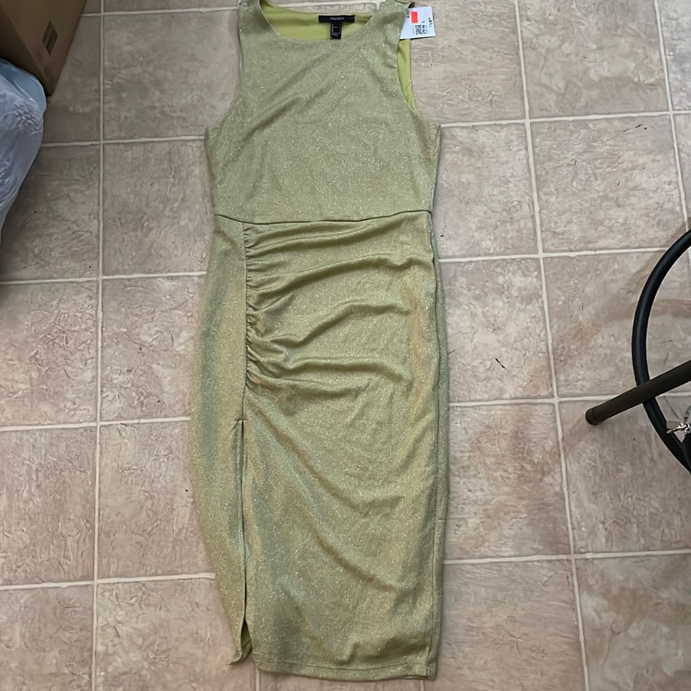 Lime green dress with small leg slit